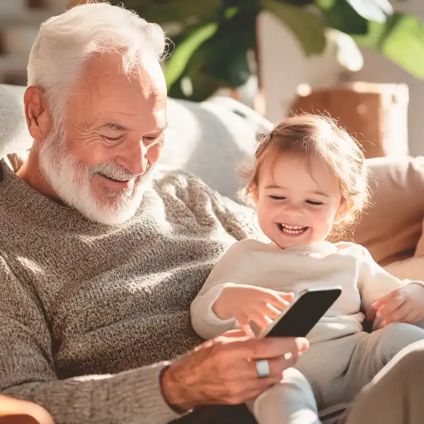 Grandparent enjoying time with grandchild while protected by Haelo